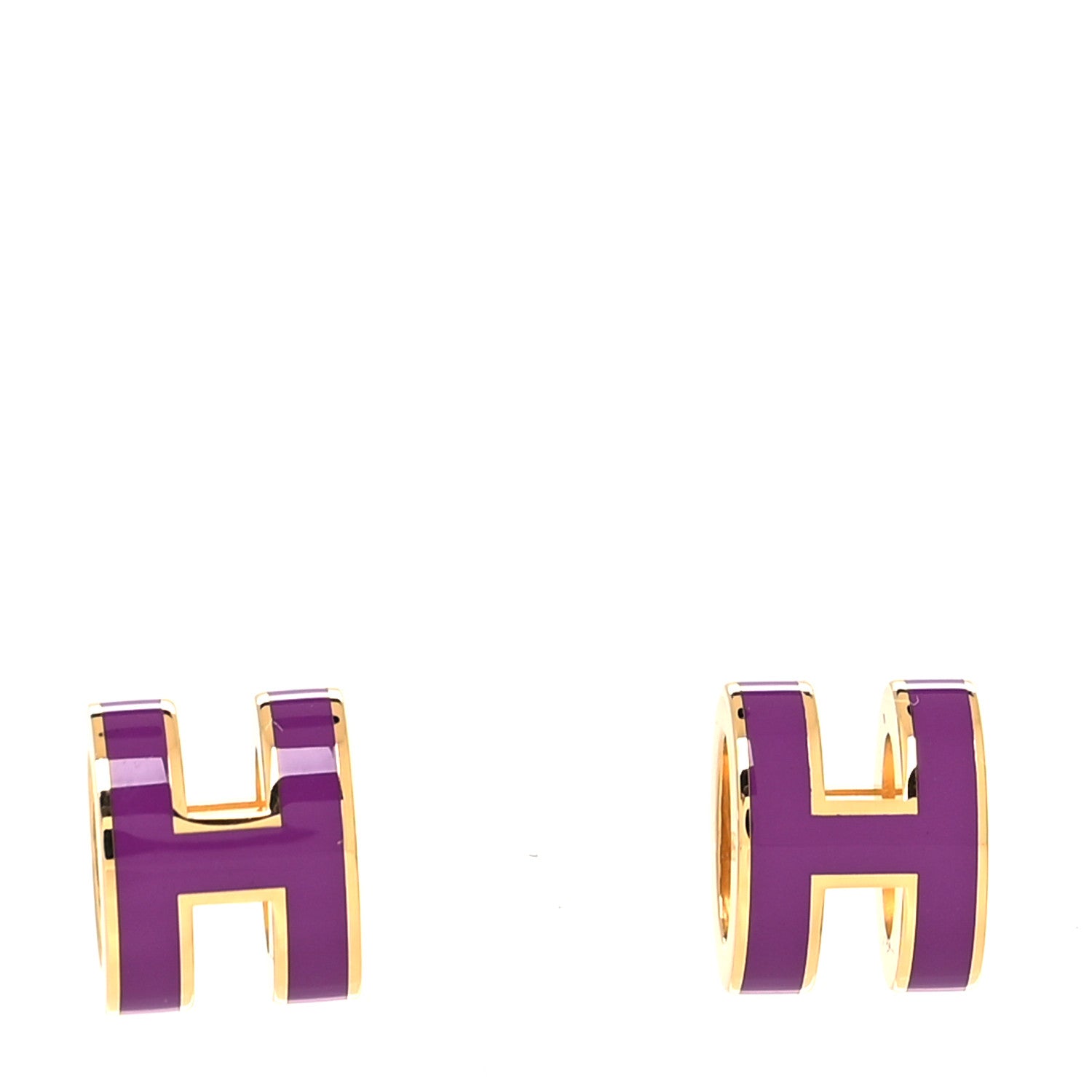 Hermes Gold Lacquered Mini Pop H Earrings Anemone 1 of 5