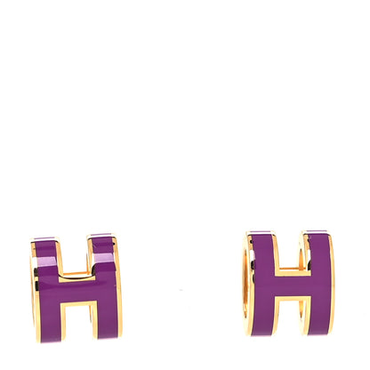 Hermes Gold Lacquered Mini Pop H Earrings Anemone 1 of 5