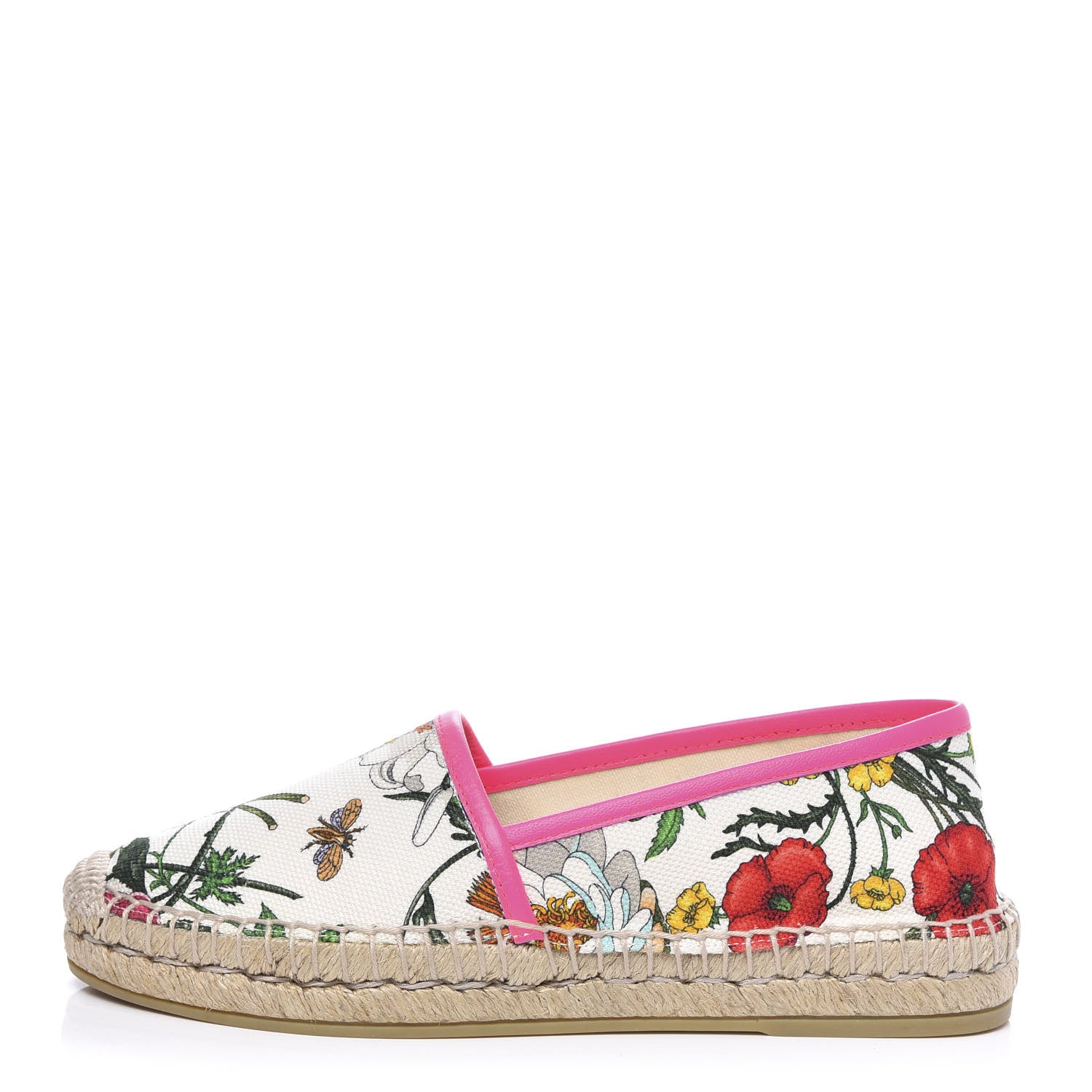 Gucci Canvas Flora Print Espadrilles 35.5 White Multicolor Fuxia 1 of 11