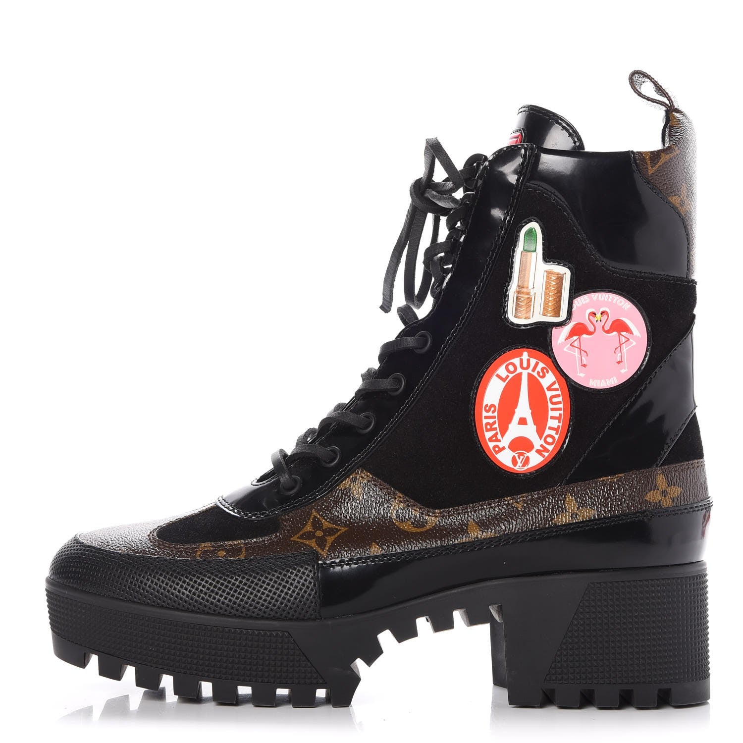 Louis Vuitton Suede Calfskin Monogram World Tour Platform Desert Boots 41 Black 1 of 7