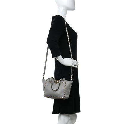 Valentino Garavani Grained Calfskin Mini Rockstud Tote Pastel Grey 2 of 10