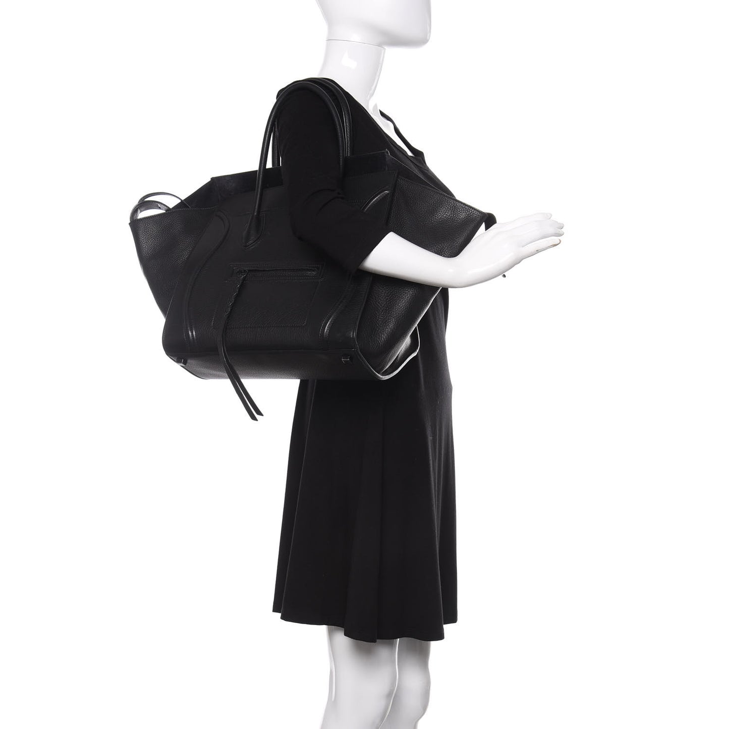 Grained Calfskin Medium Phantom Luggage Black