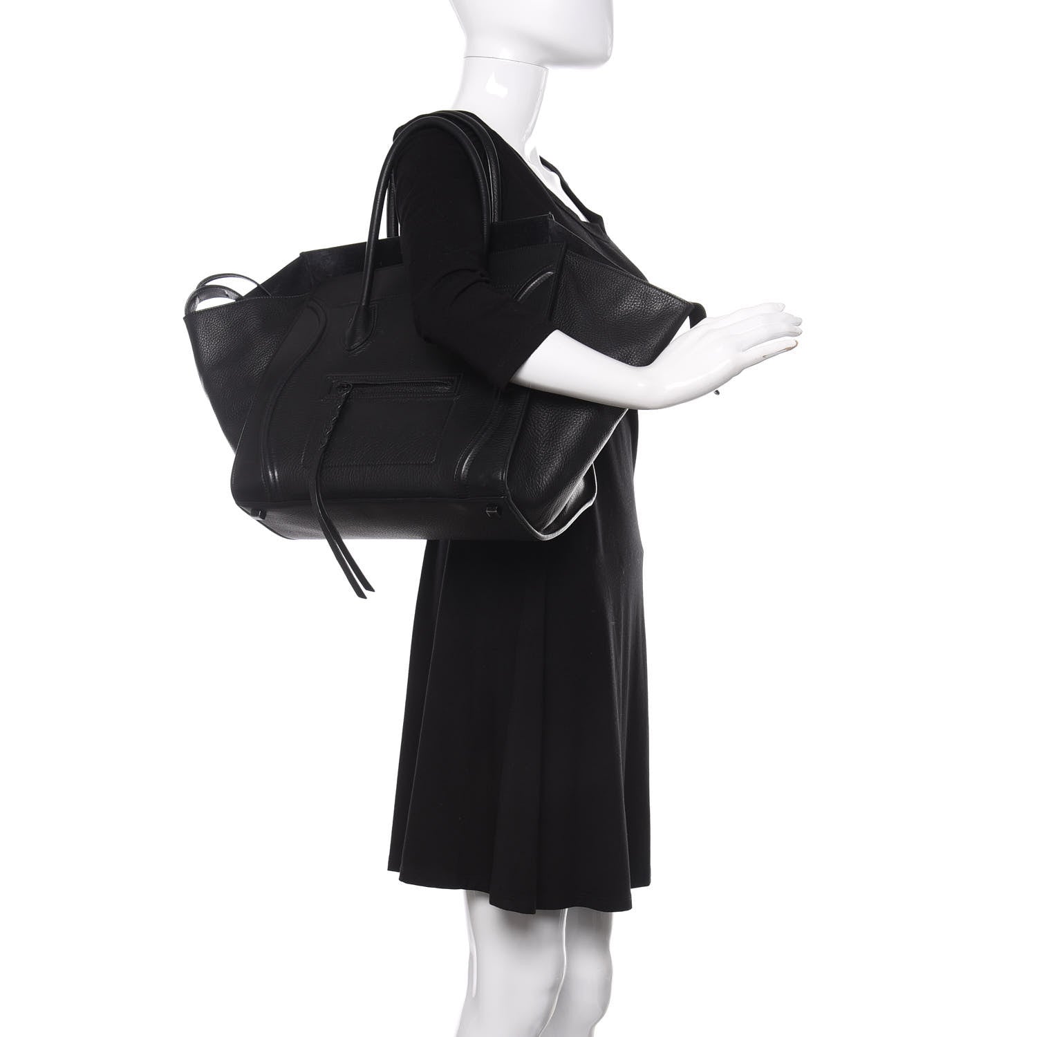 Celine Grained Calfskin Medium Phantom Luggage Black 2 of 19