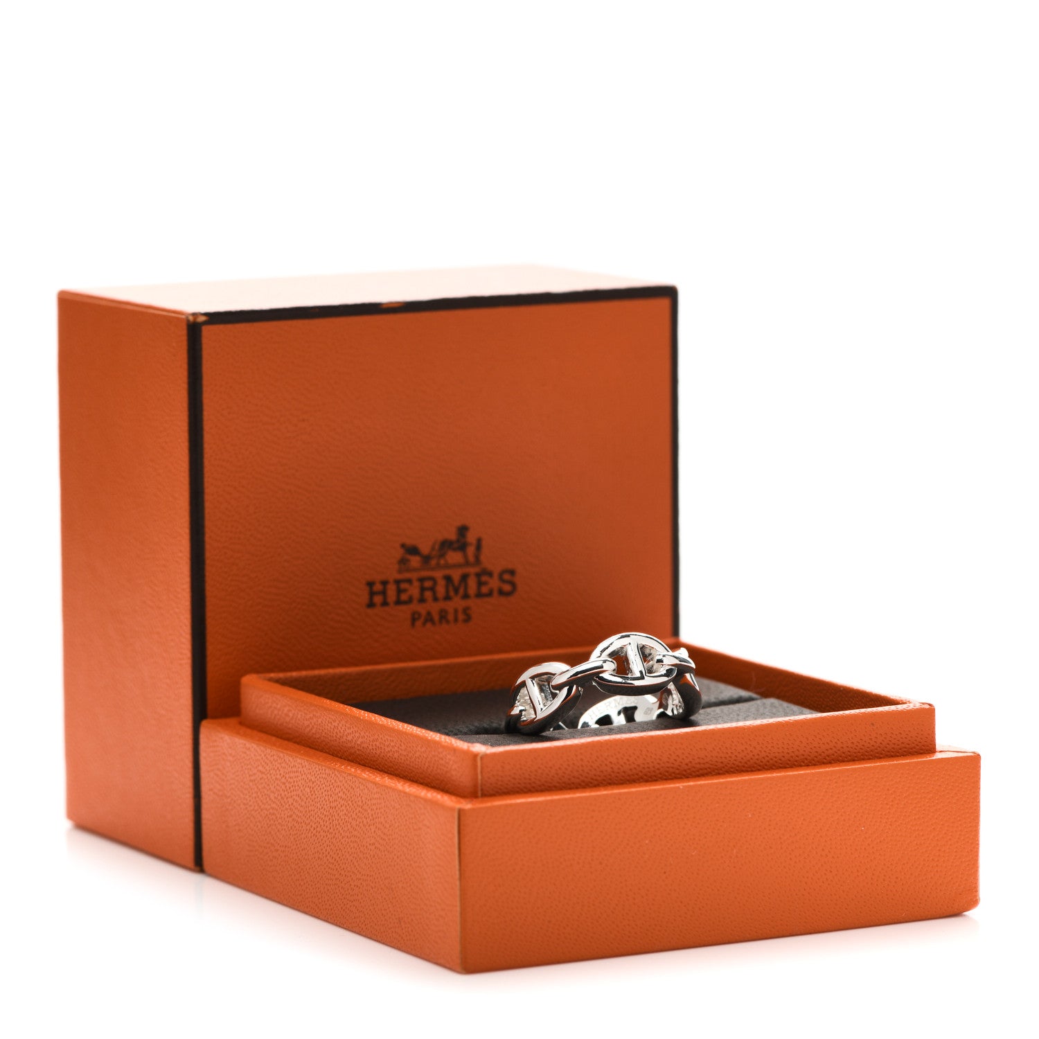Hermes Sterling Silver PM Chaine d'Ancre Enchainee Band Ring 53 6.5 6 of 6