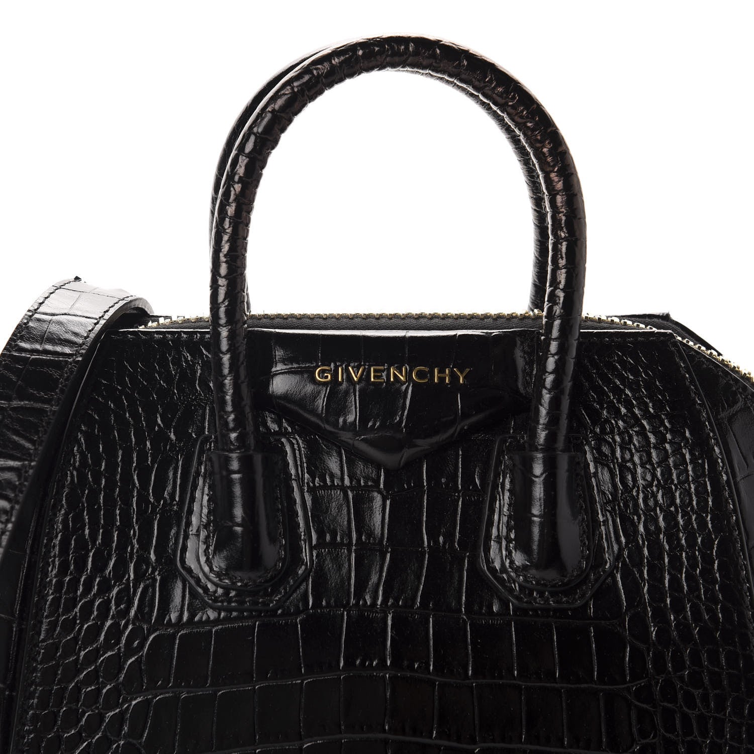 Givenchy Calfskin Crocodile Embossed Mini Antigona Black 10 of 10