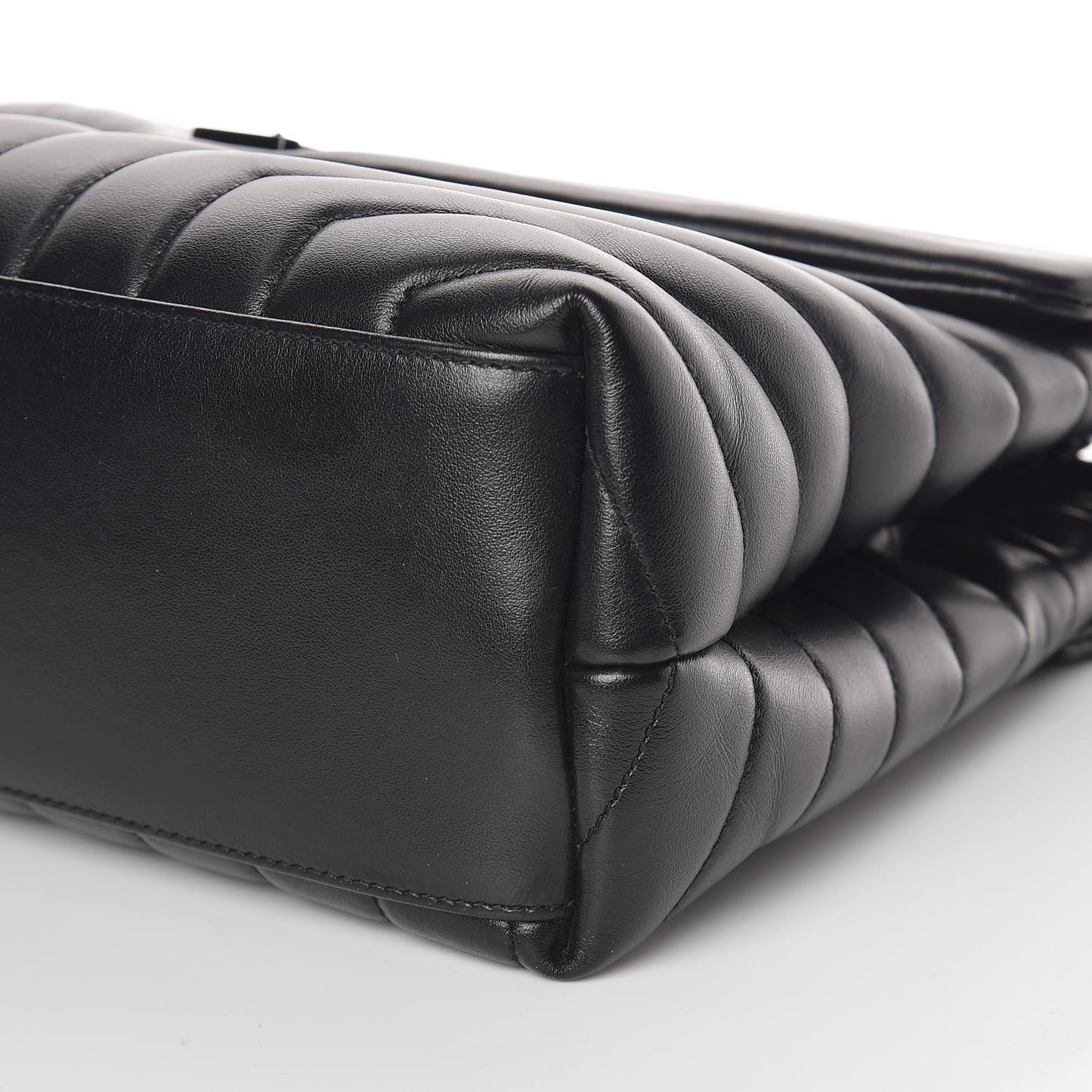 Calfskin Y Quilted Monogram Medium Loulou Chain Satchel Black