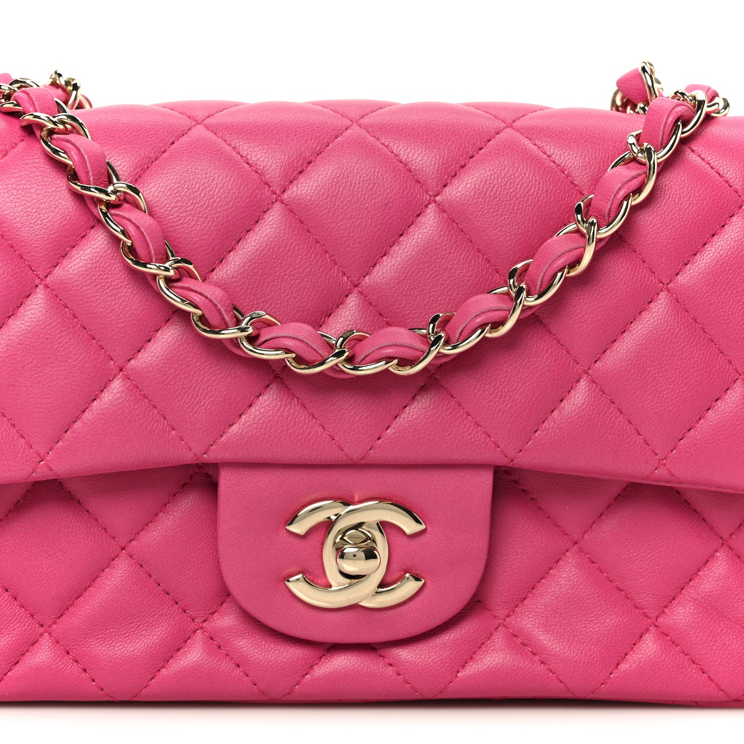 Chanel Lambskin Quilted Mini Rectangular Flap Pink 9 of 11