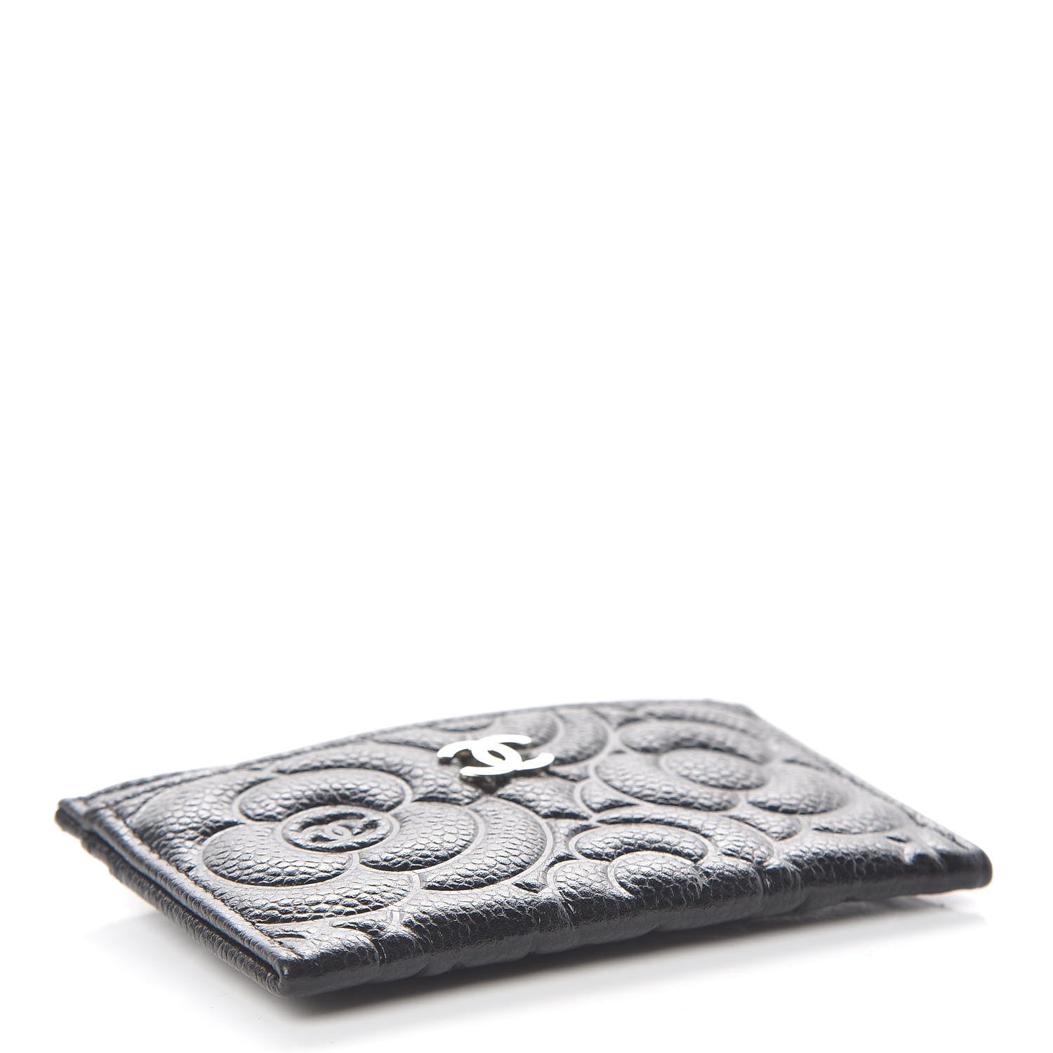 Chanel Caviar Camellia Embossed Card Holder Black 4 of 9
