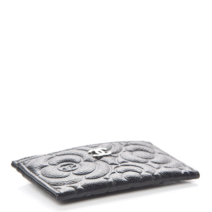 Chanel Caviar Camellia Embossed Card Holder Black 4 of 9