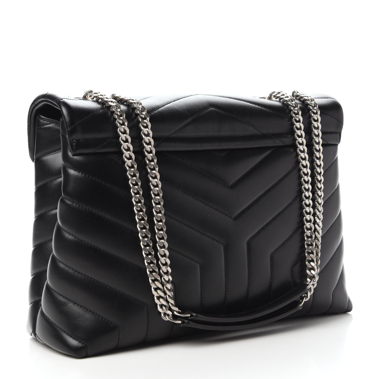 Saint Laurent Calfskin Y Quilted Monogram Medium Loulou Chain Satchel Black 3 of 9