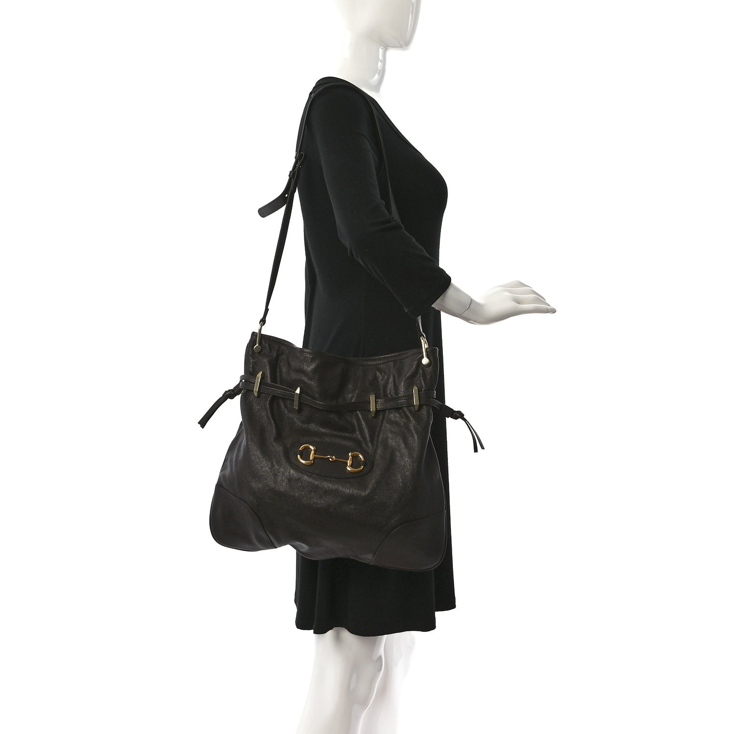 Sakai Be Green Calfskin Horsebit 1955 Cinch Top Messenger Bag Cocoa