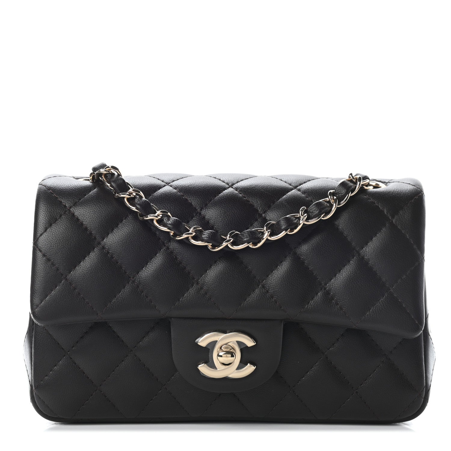 Chanel Lambskin Quilted Mini Rectangular Flap Dark Brown 1 of 9