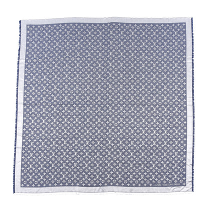 Louis Vuitton Silk Wool Monogram Denim Shawl Blue 1 of 3