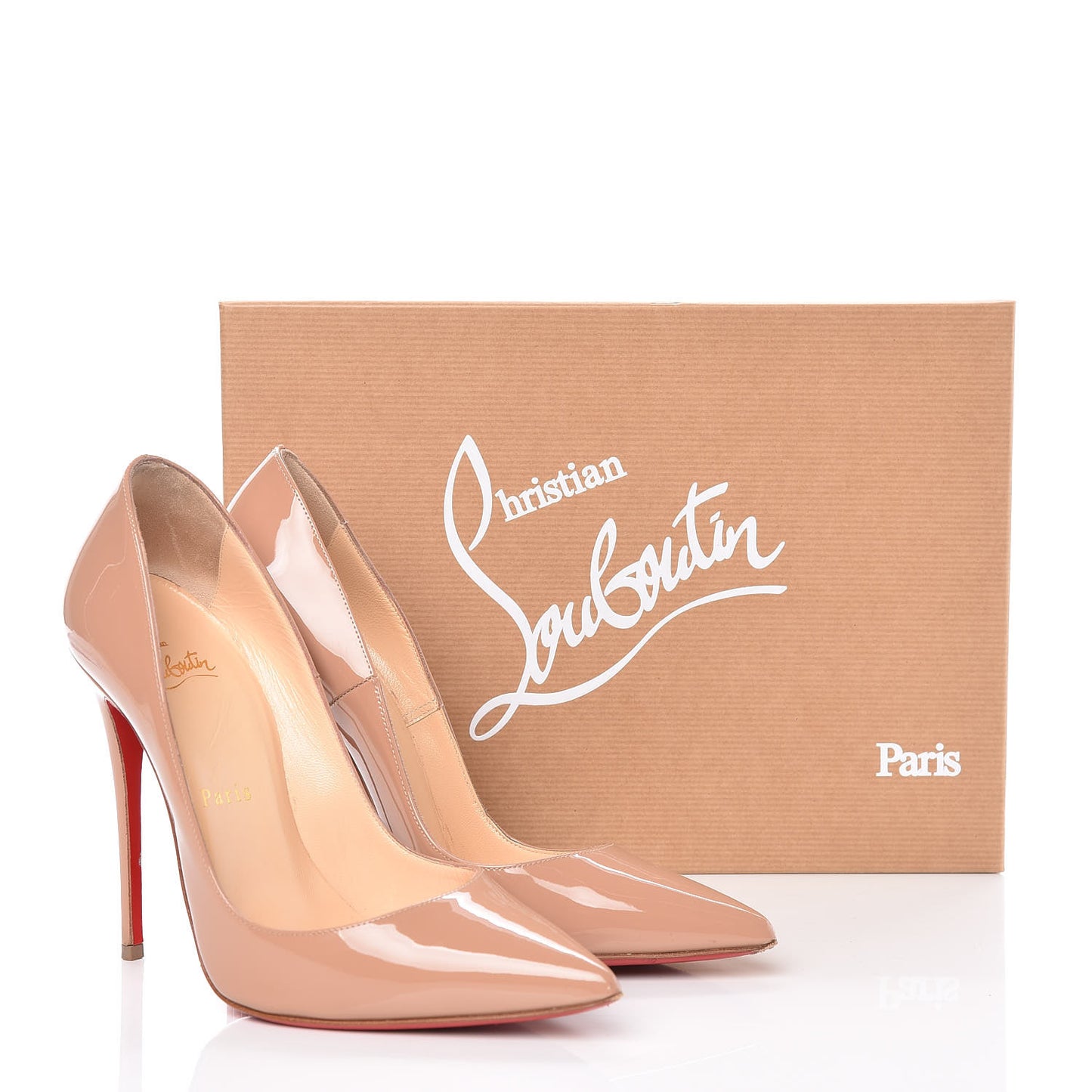CHRISTIAN LOUBOUTIN Patent So Kate 120 Pumps 35.5 Nude