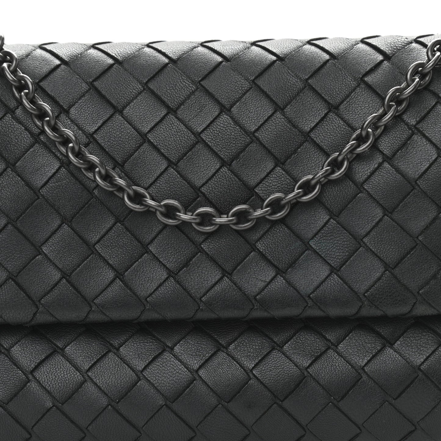 Nappa Intrecciato Small Chain Crossbody Black