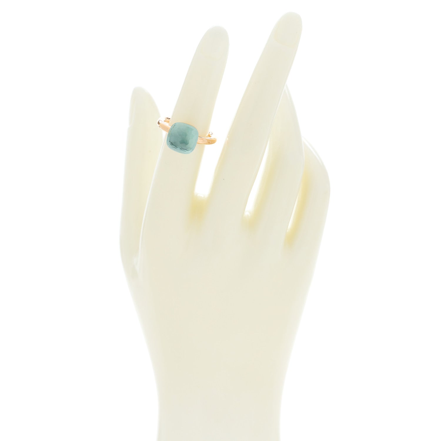 Pomellato 18K Rose White Gold Blue Topaz Classic Nudo Ring 53 6.5 2 of 5