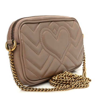 Gucci Calfskin Matelasse Mini GG Marmont Chain Crossbody Bag Porcelain Rose 3 of 11
