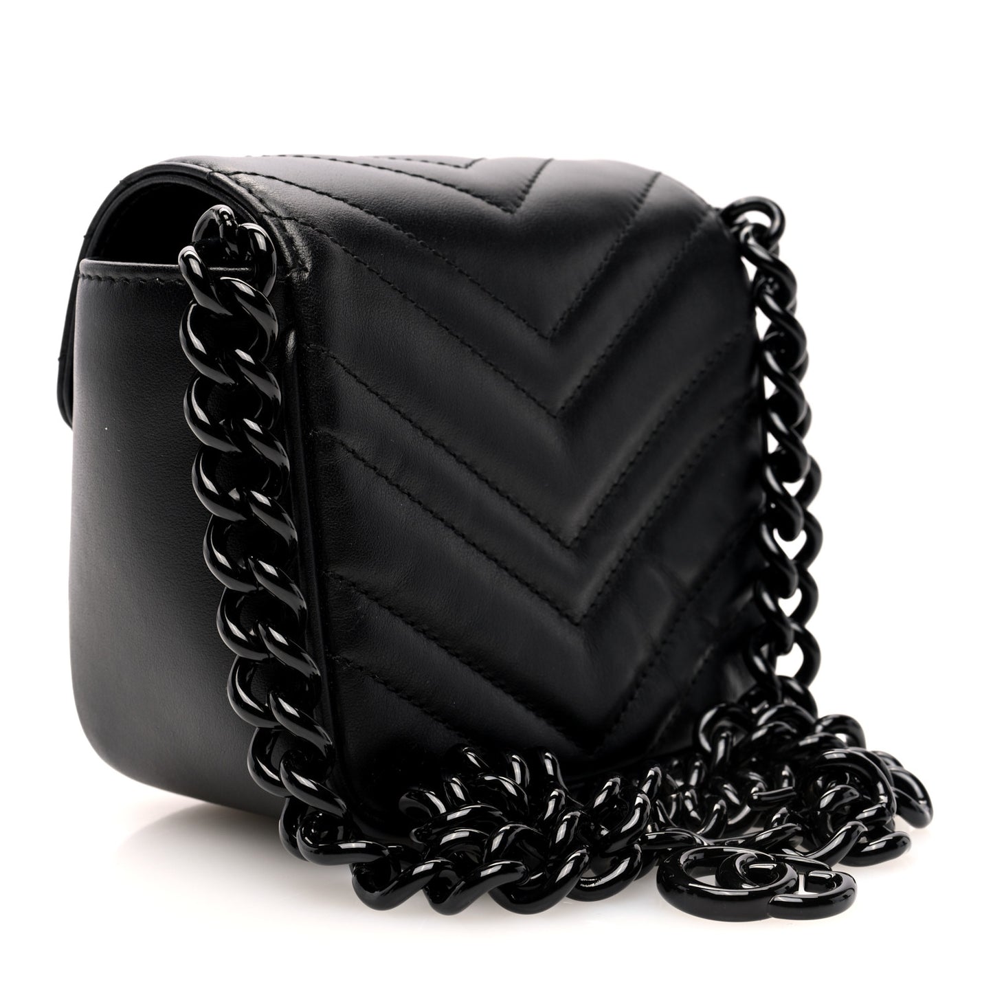 Calfskin Matelasse Monochrome GG Marmont Chain Mini Belt Bag Black