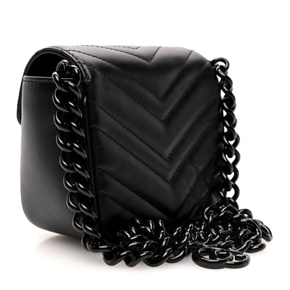 Gucci Calfskin Matelasse Monochrome GG Marmont Chain Mini Belt Bag Black 3 of 9