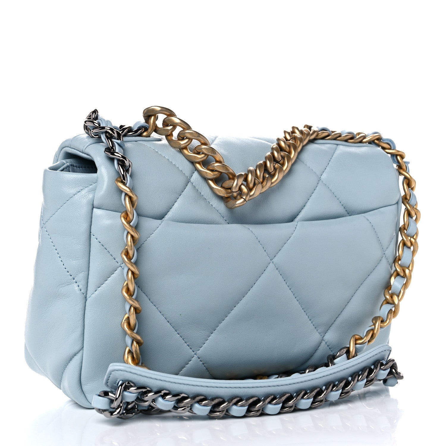Chanel Lambskin Quilted Medium Chanel 19 Flap Light Blue 3 of 18