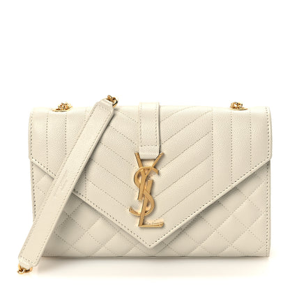 Saint Laurent Grain De Poudre Textured Mixed Matelasse Triquilt Small Monogram Satchel Crema Soft 1 of 10