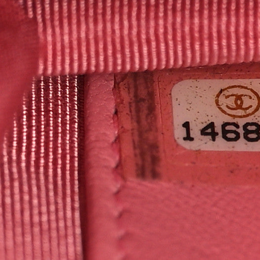 Lambskin Quilted Wallet On Chain WOC Pink