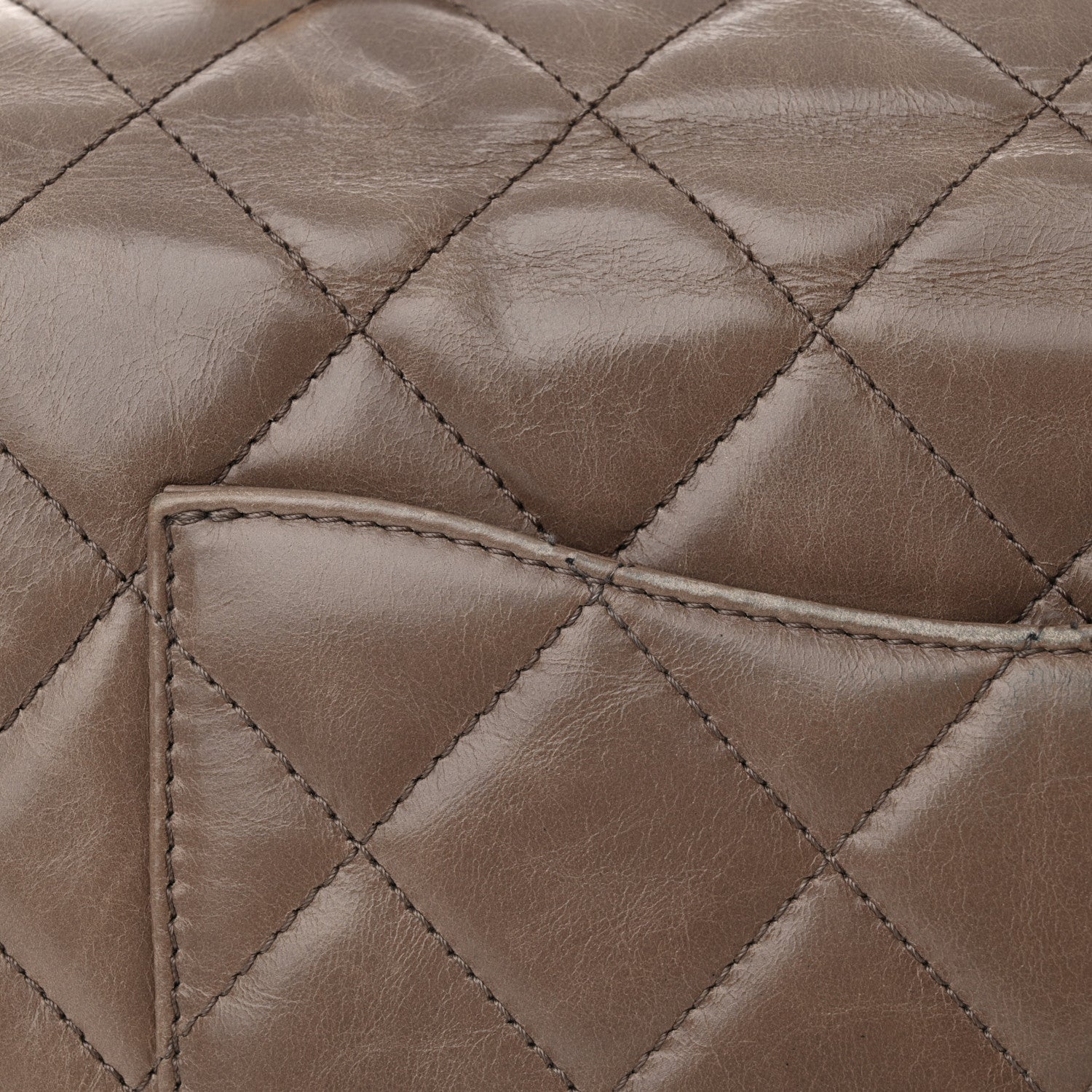 Chanel Glazed Calfskin Quilted Medium Gold Bar Top Handle Flap Dark Grey 16 of 20