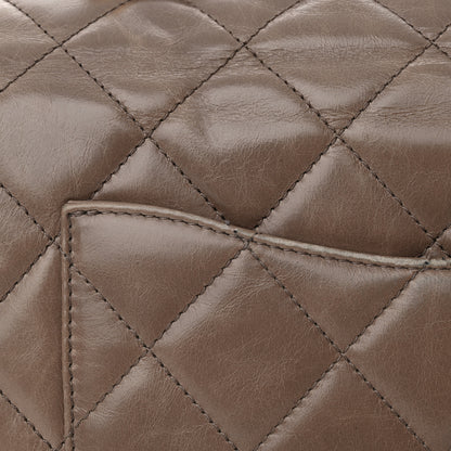 Chanel Glazed Calfskin Quilted Medium Gold Bar Top Handle Flap Dark Grey 16 of 20