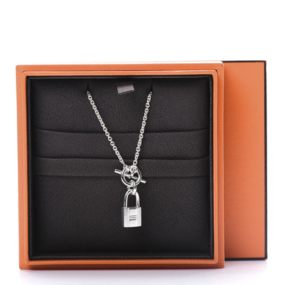 Hermes Sterling Silver Cadenas Kelly Lock Pendant Necklace 6 of 6