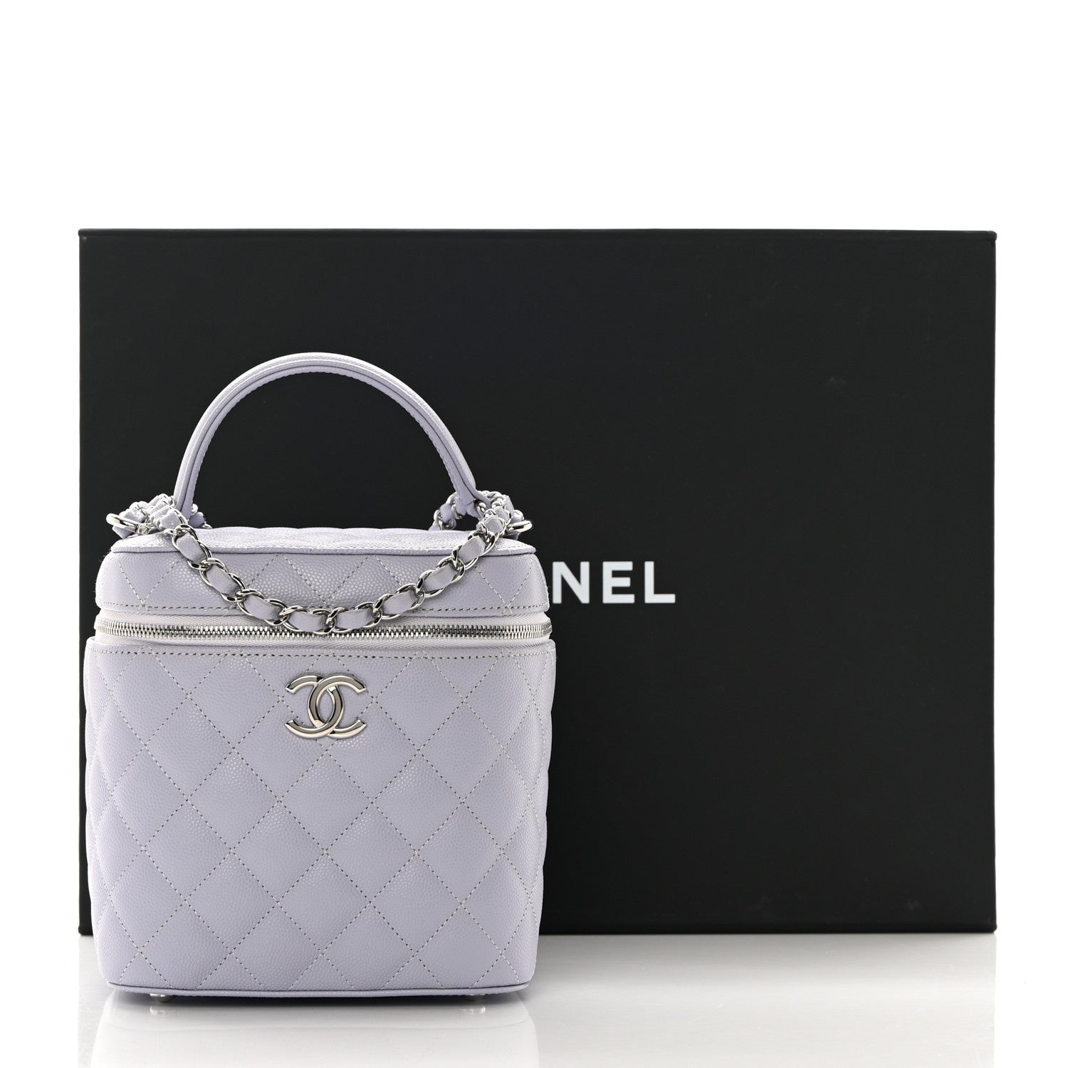 Chanel Caviar Quilted Small Top Handle Vanity Case With Chain Light Purple 12 of 12