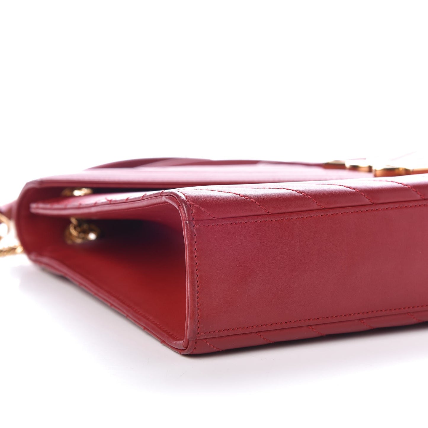 Lambskin Matelasse Chevron Large Monogram Satchel Red