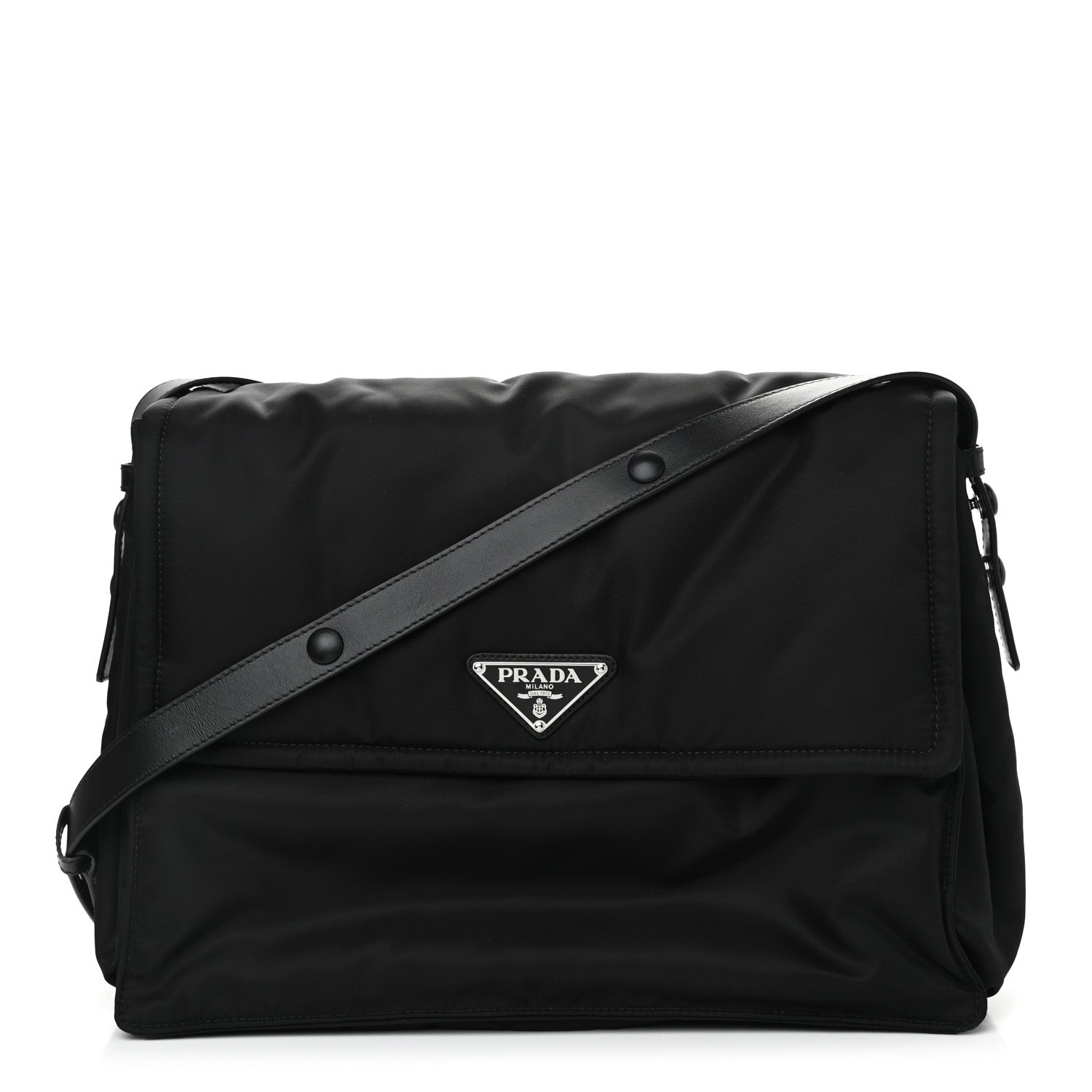 Prada Re-Nylon Vitello Padded Large Flap Shoulder Bag Black 1 of 11