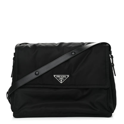 Prada Re-Nylon Vitello Padded Large Flap Shoulder Bag Black 1 of 11