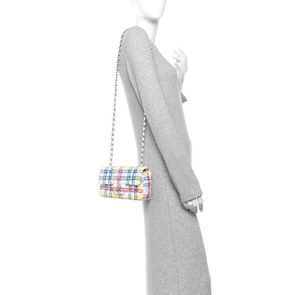 Chanel Tweed Quilted Mini Rectangular Flap White Red Yellow Blue Green 2 of 10