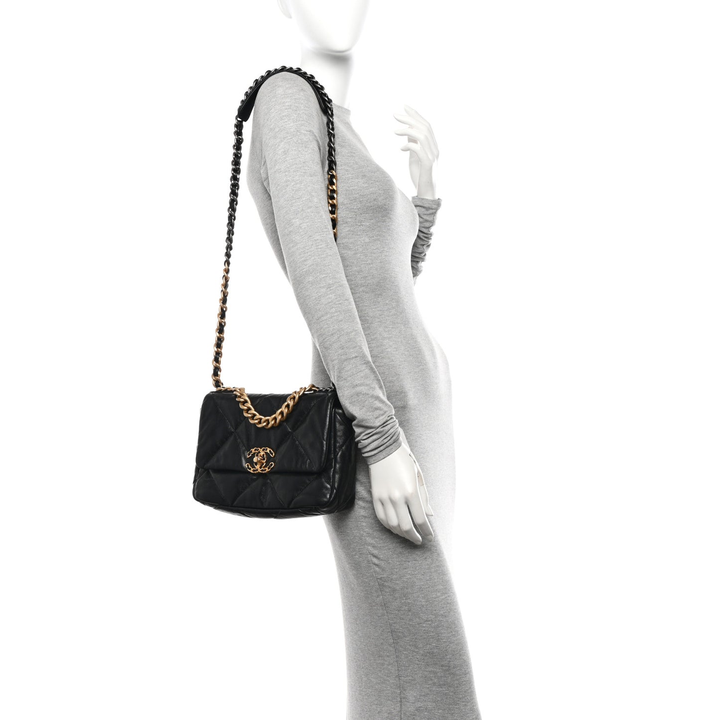 Goatskin Quilted Medium Chanel 19 Flap Black