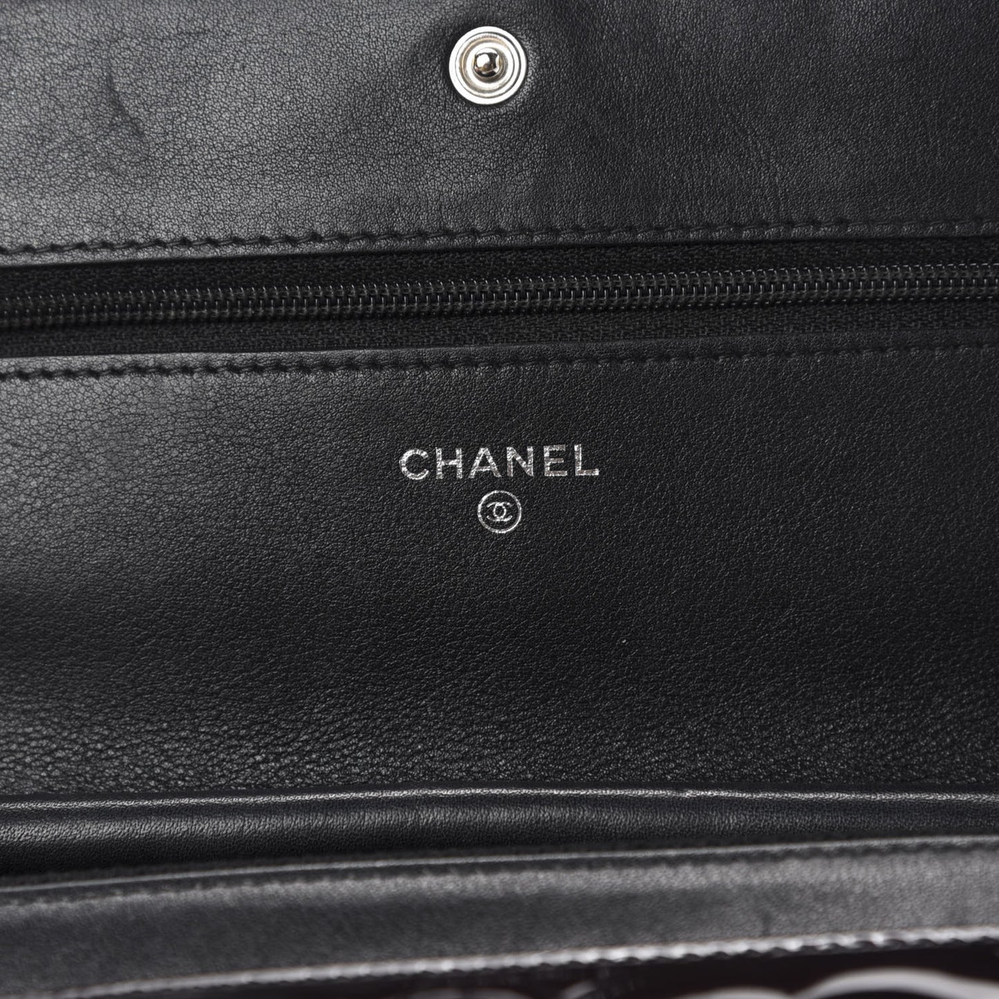 Patent Camellia Embossed Wallet On Chain WOC Brown