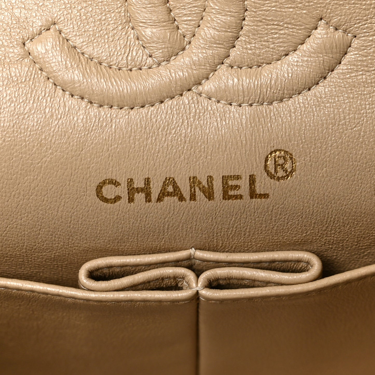 Lambskin Quilted Small Double Flap Beige