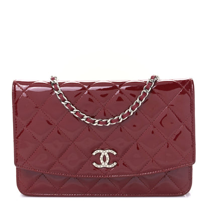 Chanel Patent Quilted Brilliant Wallet On Chain WOC Red 1 of 11