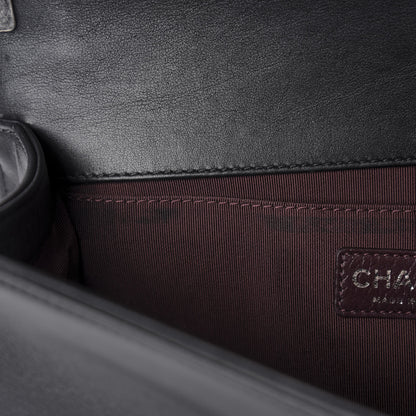 Chanel Calfskin Woven Medium Boy Flap Black White 8 of 12