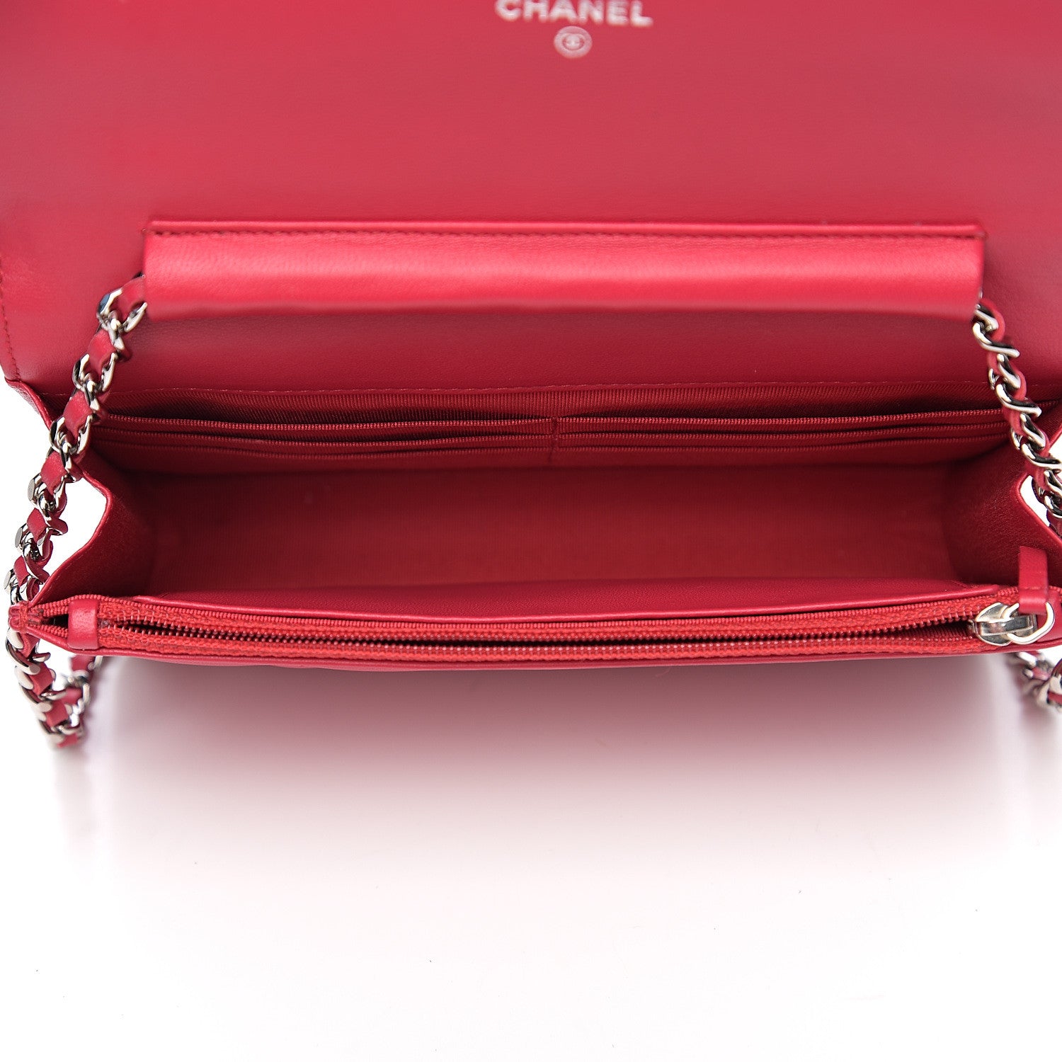 Chanel Lambskin Quilted Wallet On Chain WOC Dark Pink 4 of 10