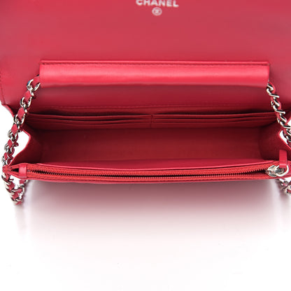 Chanel Lambskin Quilted Wallet On Chain WOC Dark Pink 4 of 10