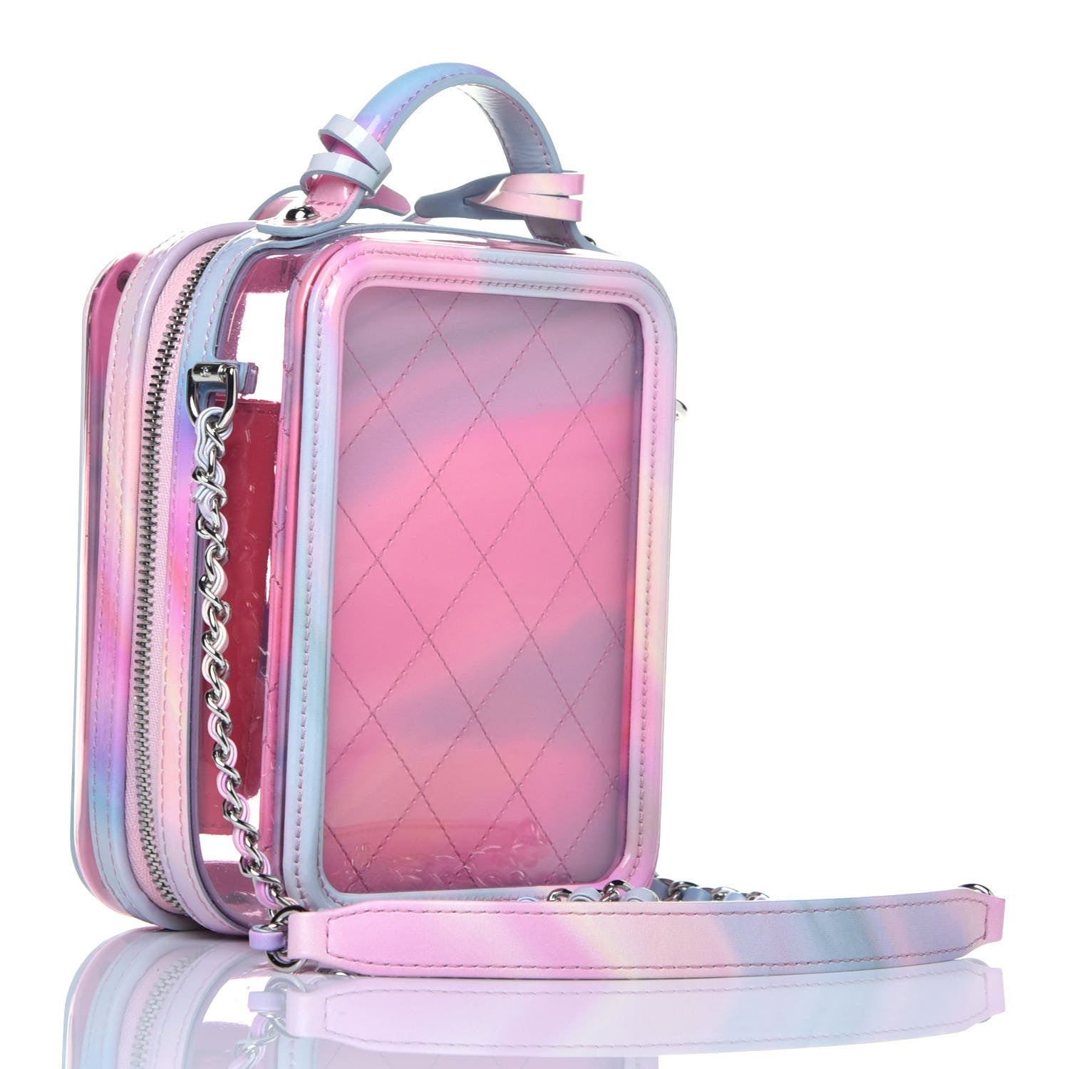Chanel PVC Patent Calfskin Patent Lambskin Vertical Vanity Case Pink 3 of 9