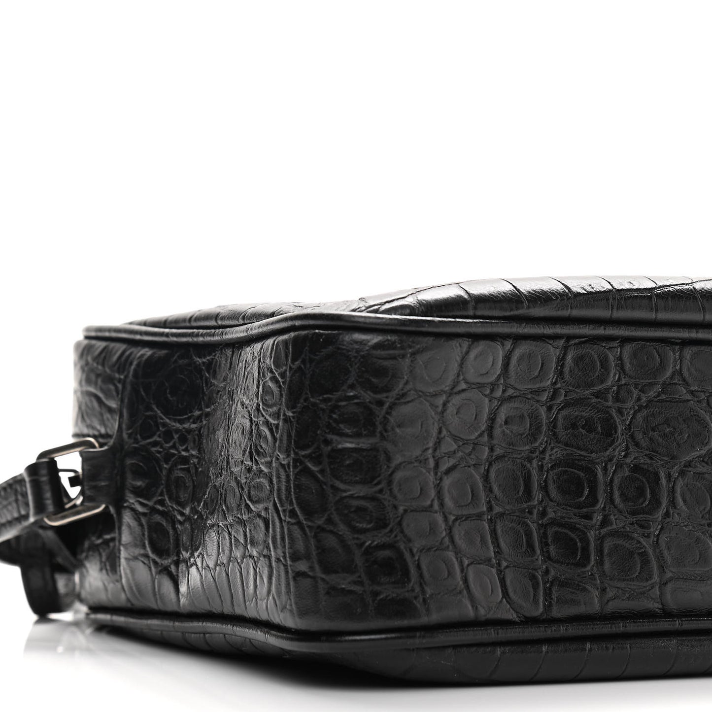Calfskin Crocodile Embossed Monogram Lou Camera Bag Black