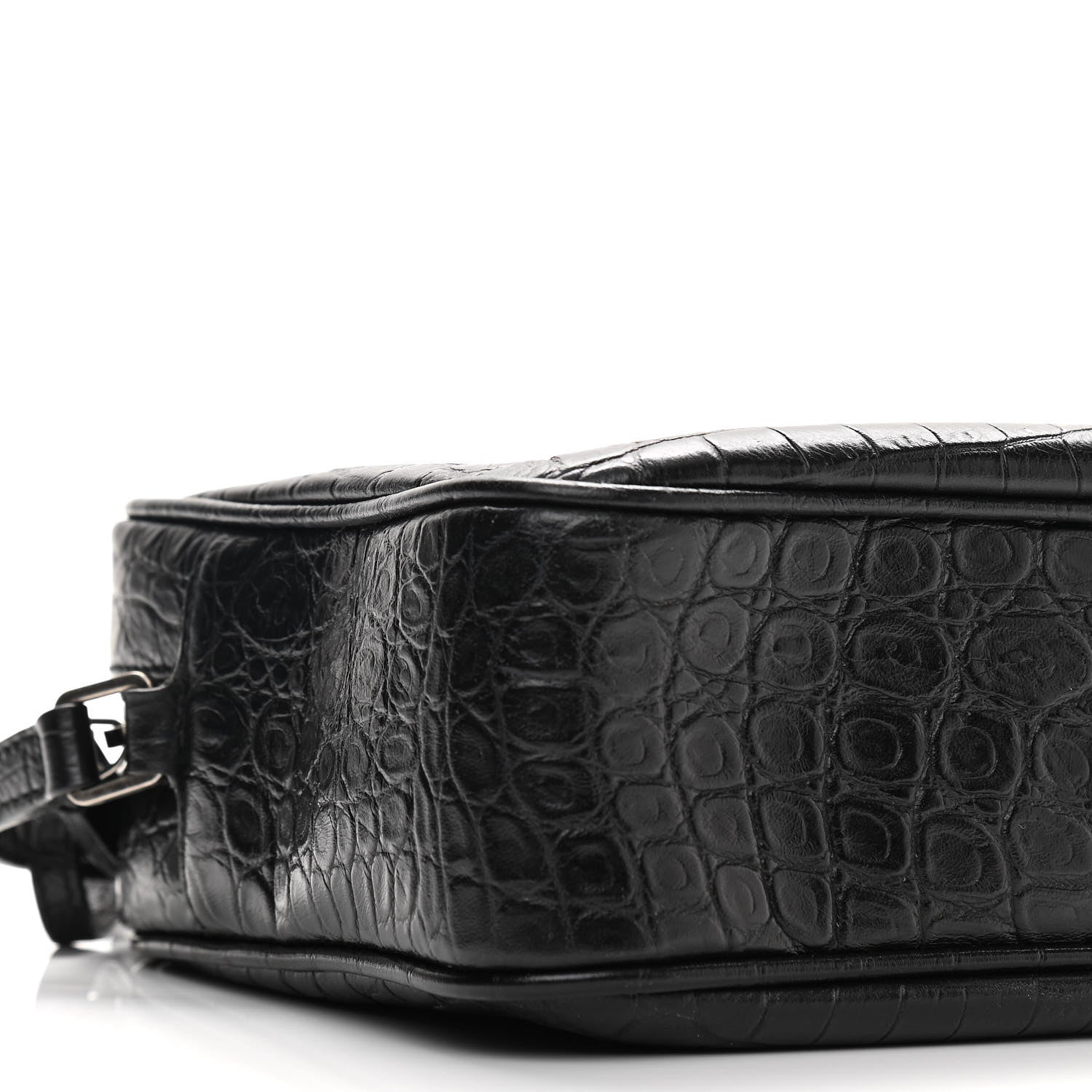 Saint Laurent Calfskin Crocodile Embossed Monogram Lou Camera Bag Black 7 of 8