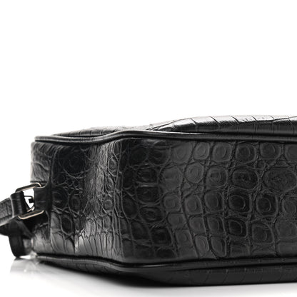 Saint Laurent Calfskin Crocodile Embossed Monogram Lou Camera Bag Black 7 of 8