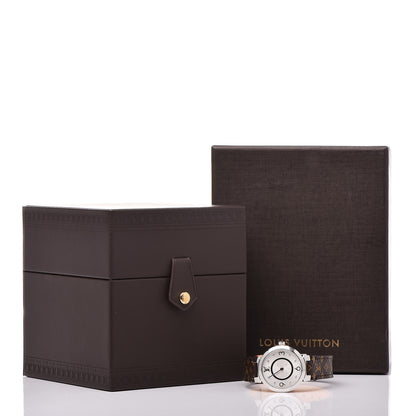 Louis Vuitton Stainless Steel Monogram Diamond 28mm Tambour Slim Quartz Watch 8 of 8