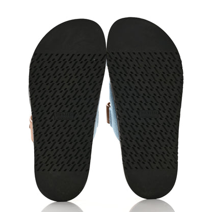 Hermes Denim Calfskin Womens Chypre Sandals 38.5 Bleu Clair Naturel 5 of 9