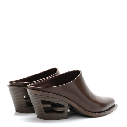 Fendi Vitello Abrasivato FF Cut Mules 39 Cuoio 4 of 7