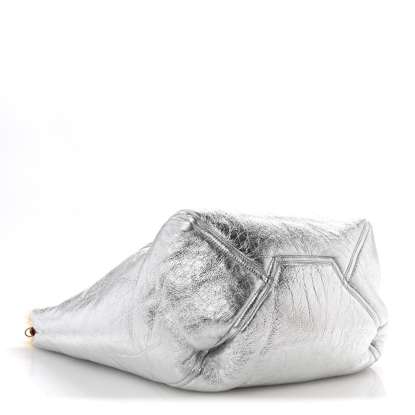 Metallic Lambskin Shearling Medium Phantom Cabas Reversible Tote Natural Silver