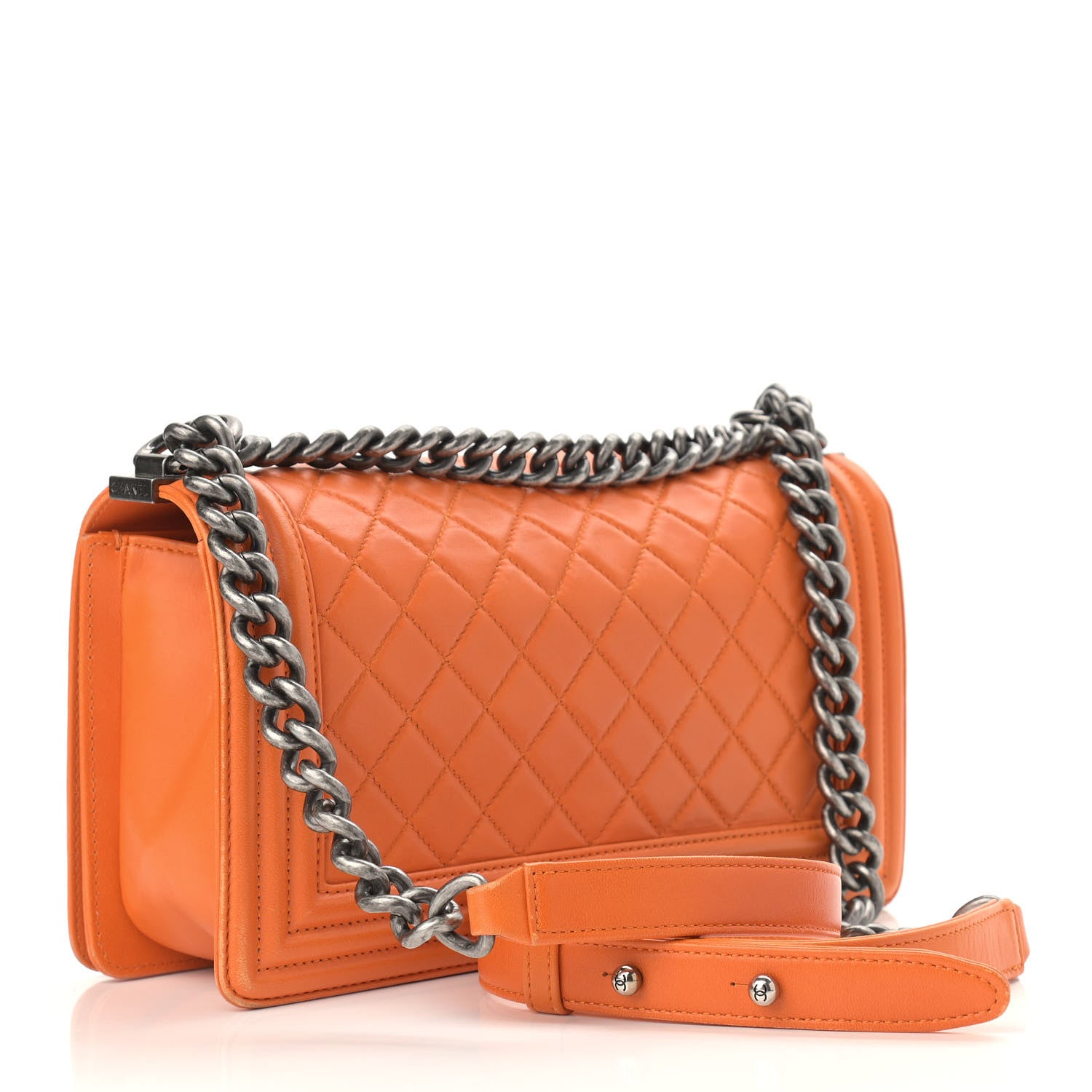 Chanel Lambskin Quilted Medium Boy Flap Orange 2 of 14